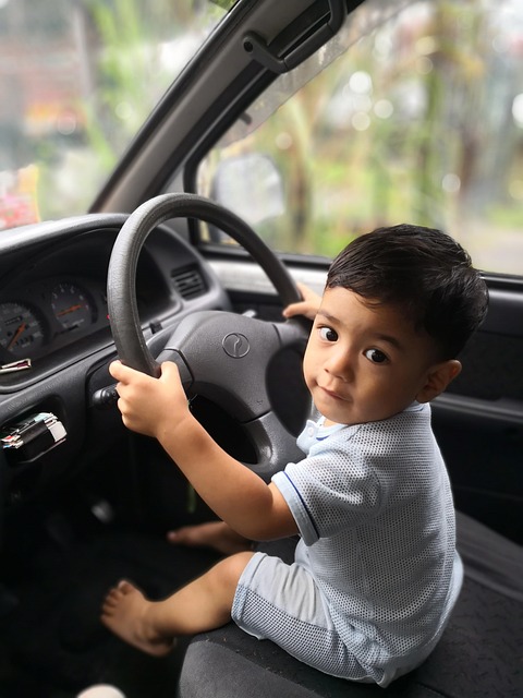 small child has no driving test anxiety unlike nervous drivers